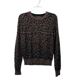 NWT BANANA REPUBLIC Womens S Brown Black Metallic Animal Print Pullover Sweater